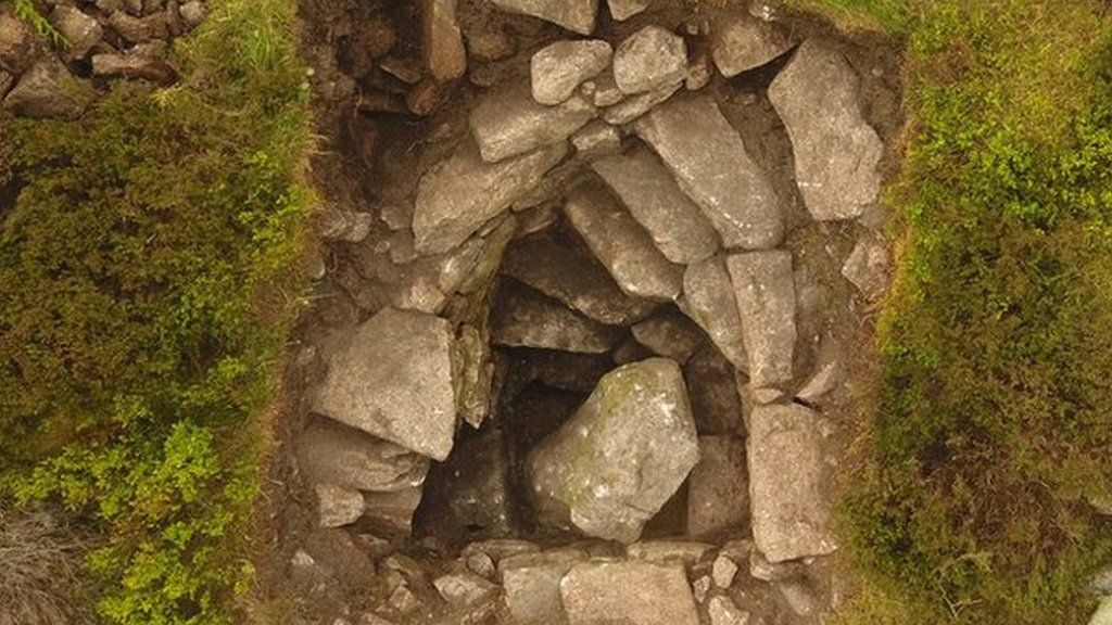 Aerial image of well on Mither Tap, Bennachie