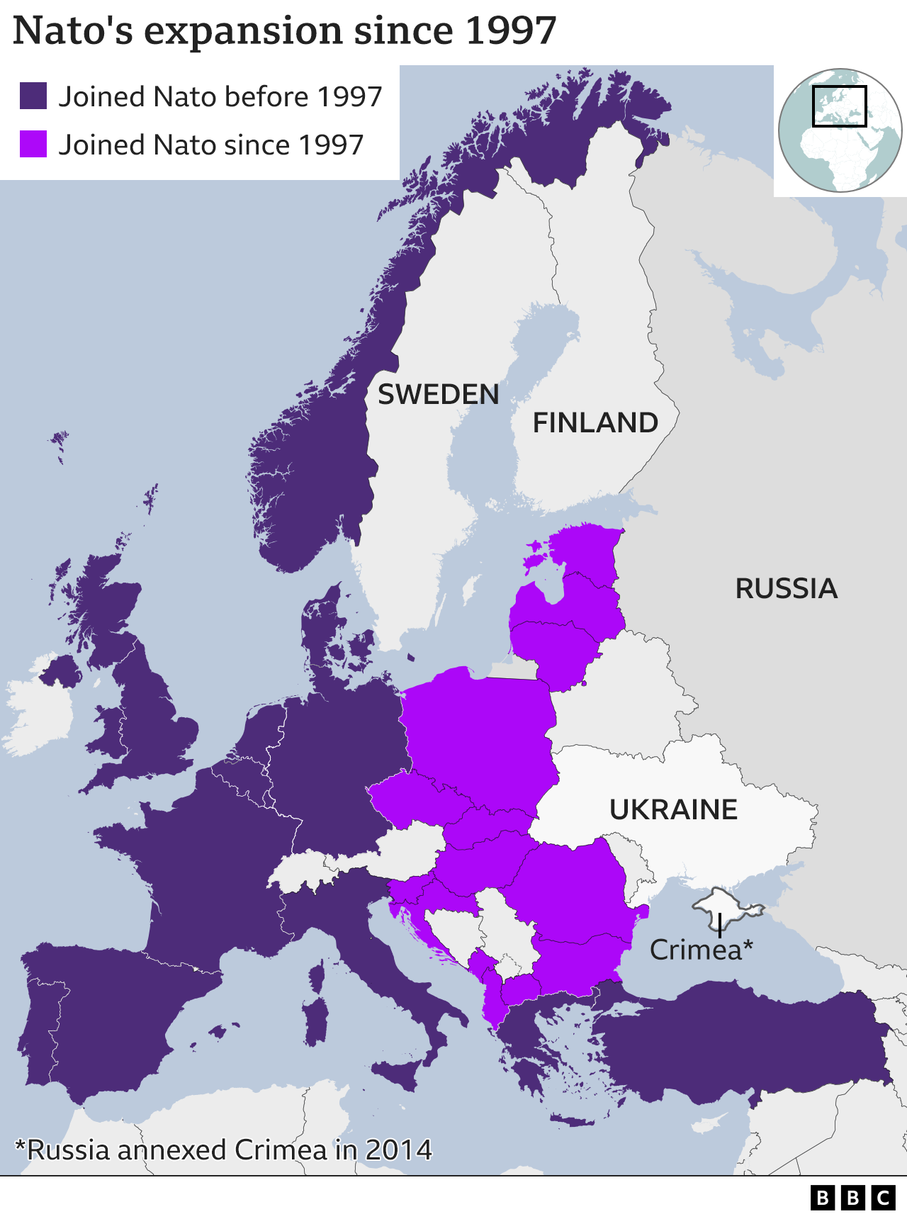 A BBC graphic showing Nato expansion