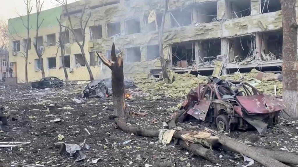 The aftermath of a bombing in Mariupol