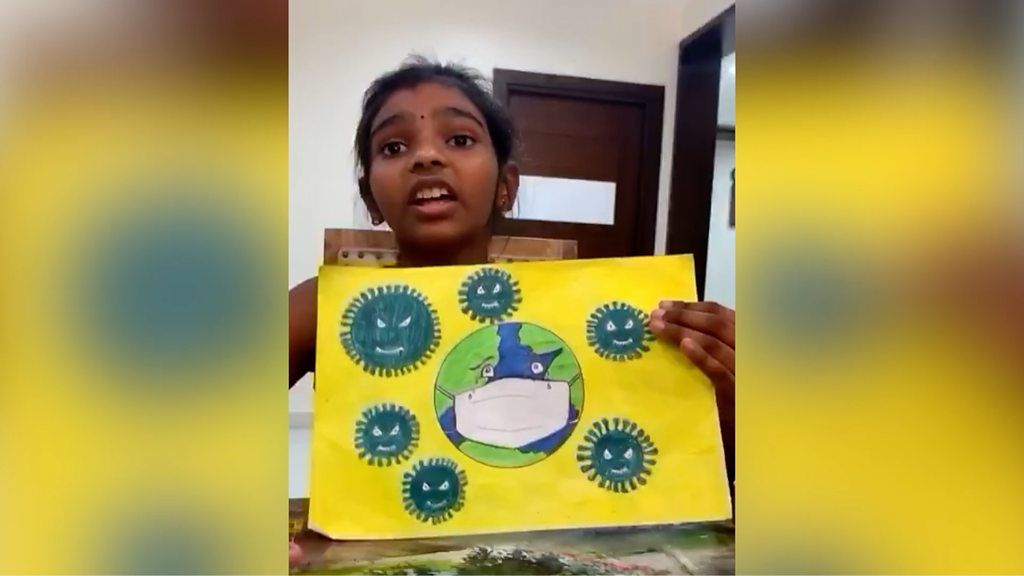 Some Indian children have taken to art to combat their anxieties about life under lockdown.