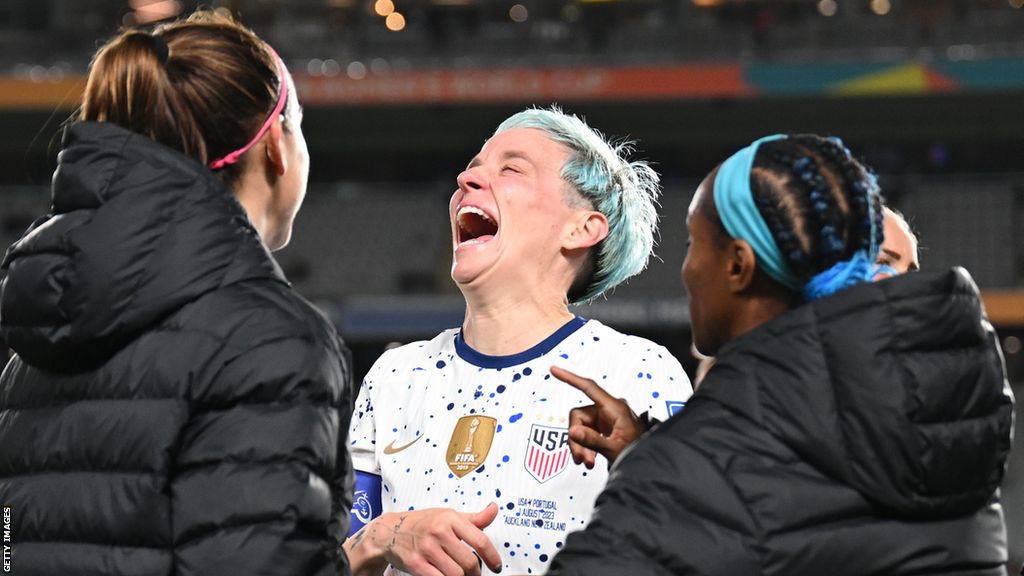 USA players react after a 0-0 draw with Portugal at the Women's World Cup