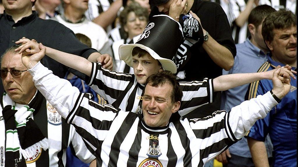 Newcastle fans at the 1999 FA Cup final against Manchester United