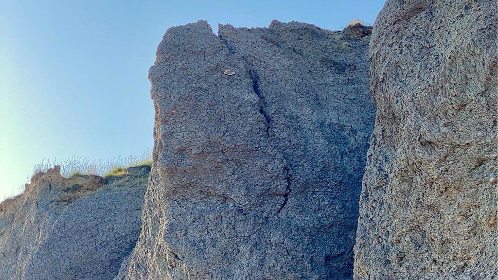 Large crack in cliffs above Seatown Beach