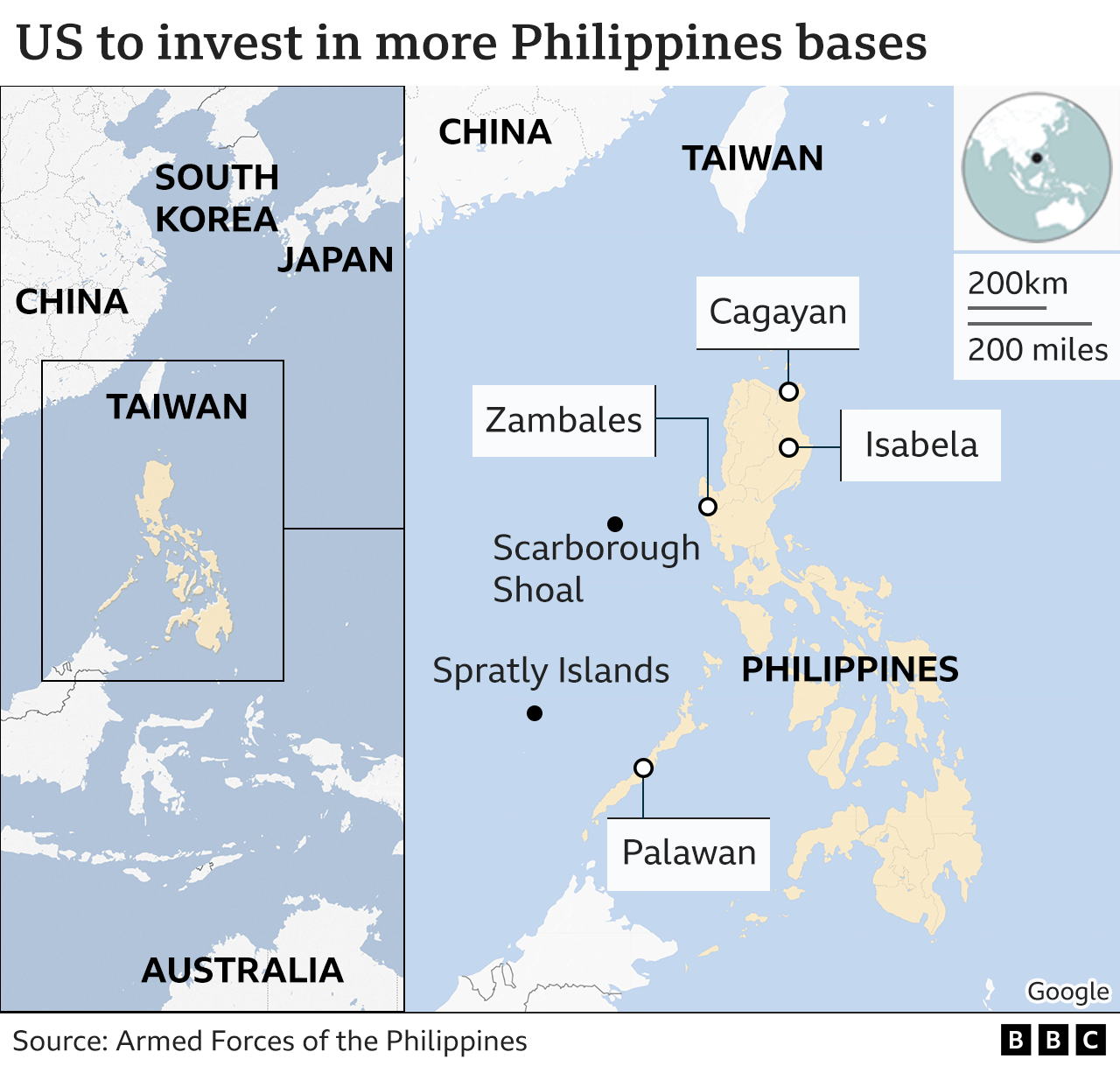 US secures deal on Philippines bases to complete arc around China - BBC ...