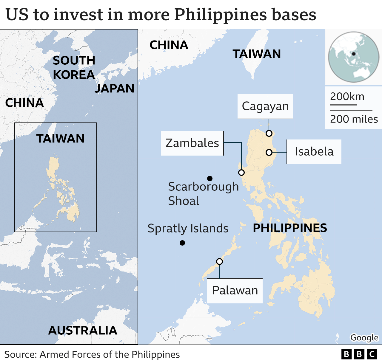 Us Secures Deal On Philippines Bases To Complete Arc Around China Bbc News 