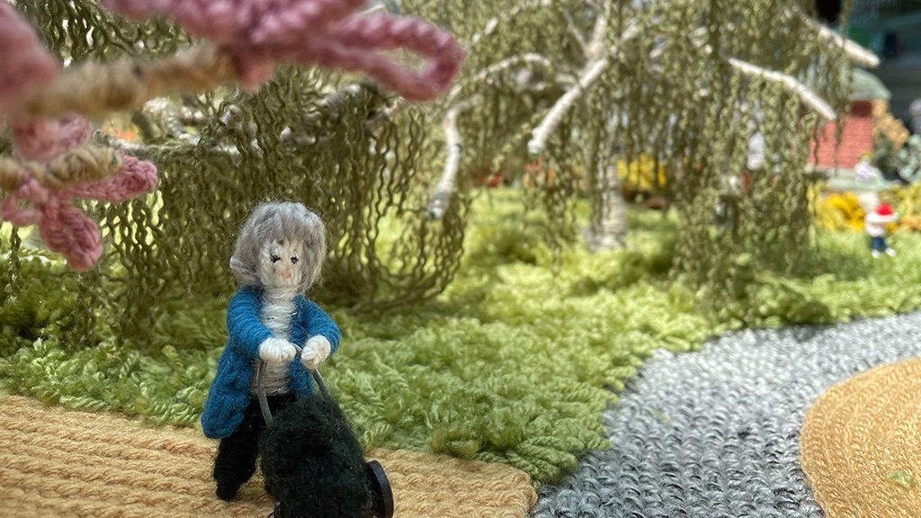 A knitted figure on the miniature Sandringham grounds