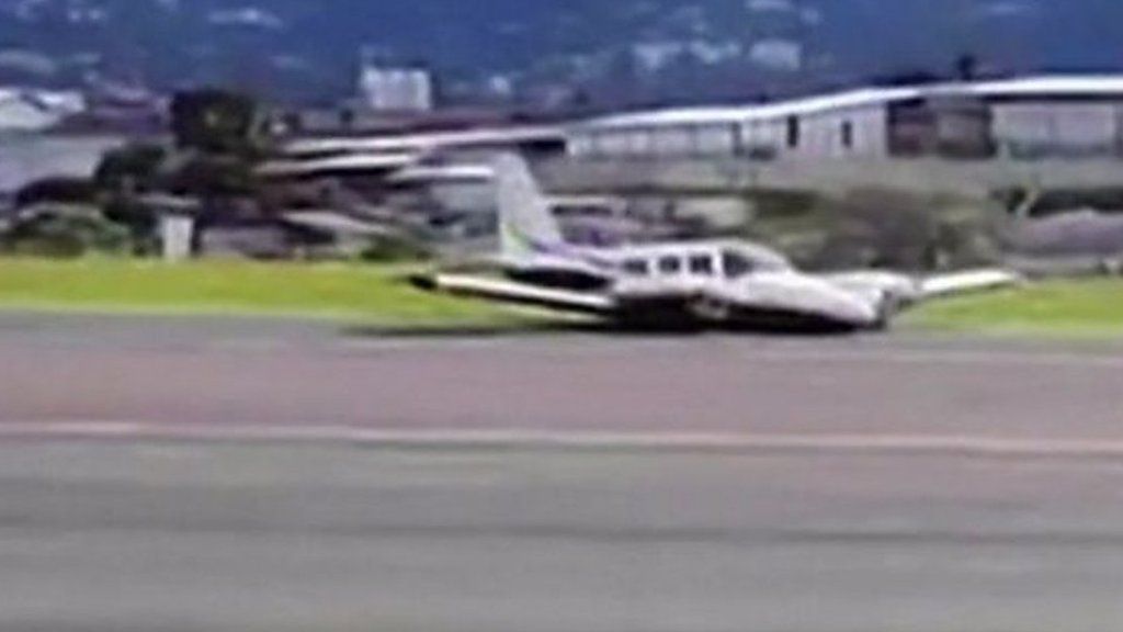 Plane on runway in Costa Rica