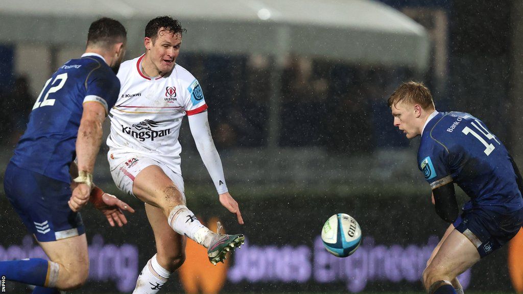 Billy Burns kicks through for Ulster against Leinster at the RDS in Dublin two months ago