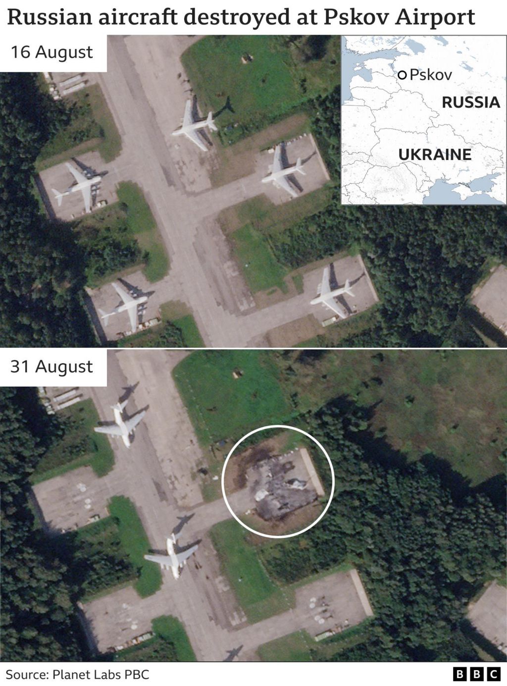 Satellite image of Pskov airbase