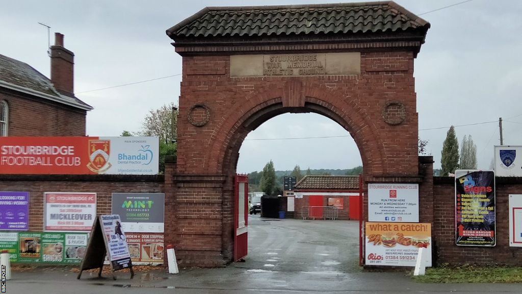 The entrance to Stourbridge's War Memorial Ground which serves the town's football and cricket clubs