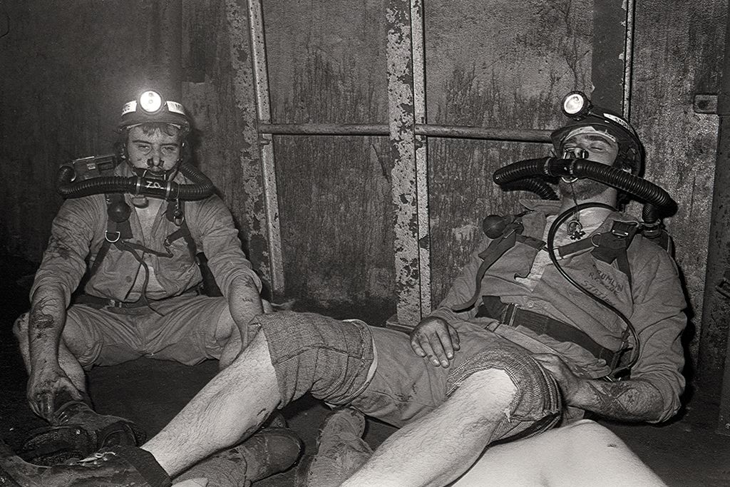 Miners at Crumlin Mines Rescue Station, Caerphilly in 1983