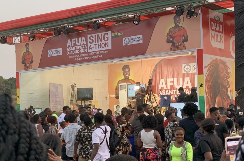 The crowds watching Afua Asantewaa sing