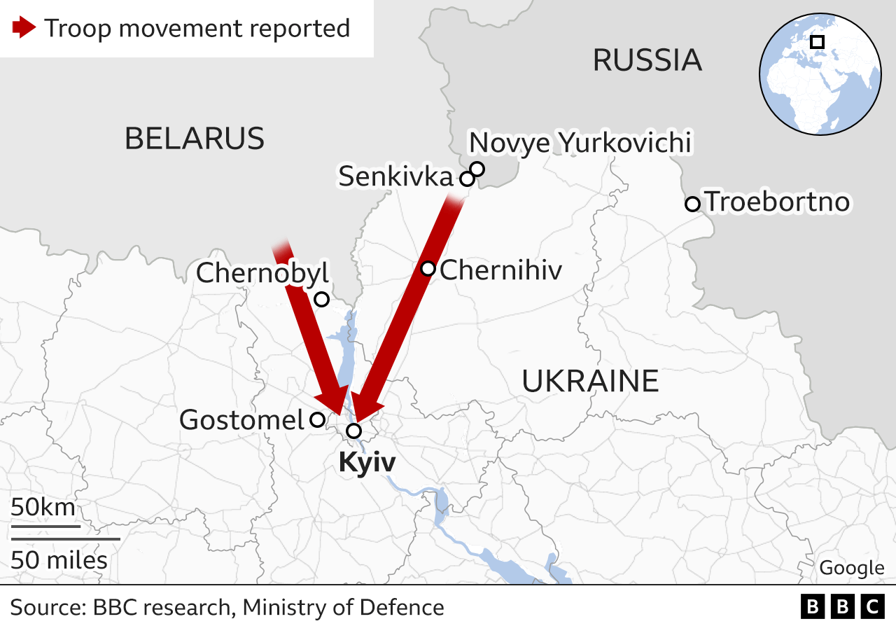 Map showing attack from the north. UPDATED 25 Feb