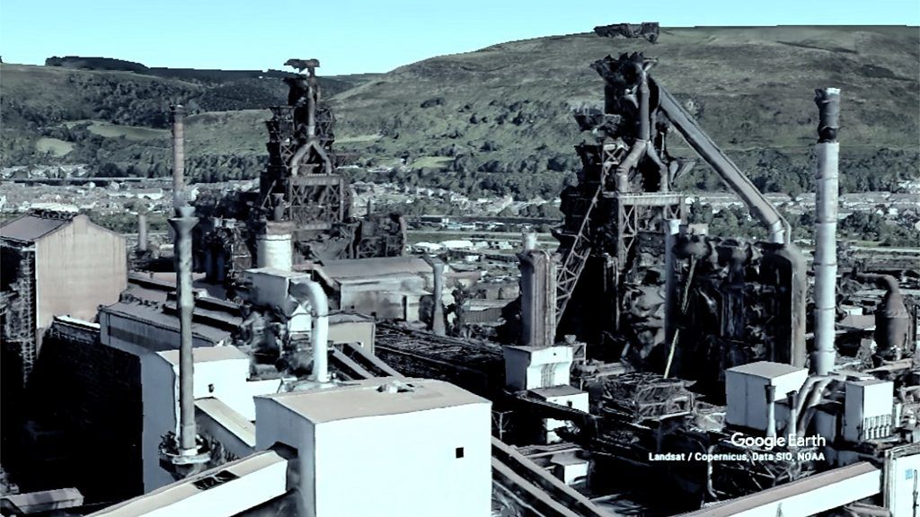 A 3D map image of the Port Talbot steelworks