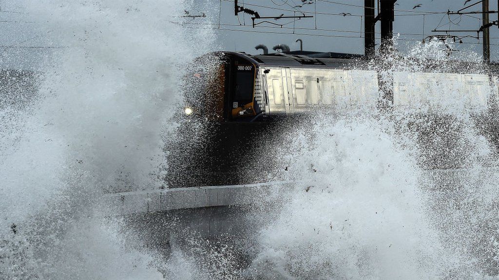 train in storm