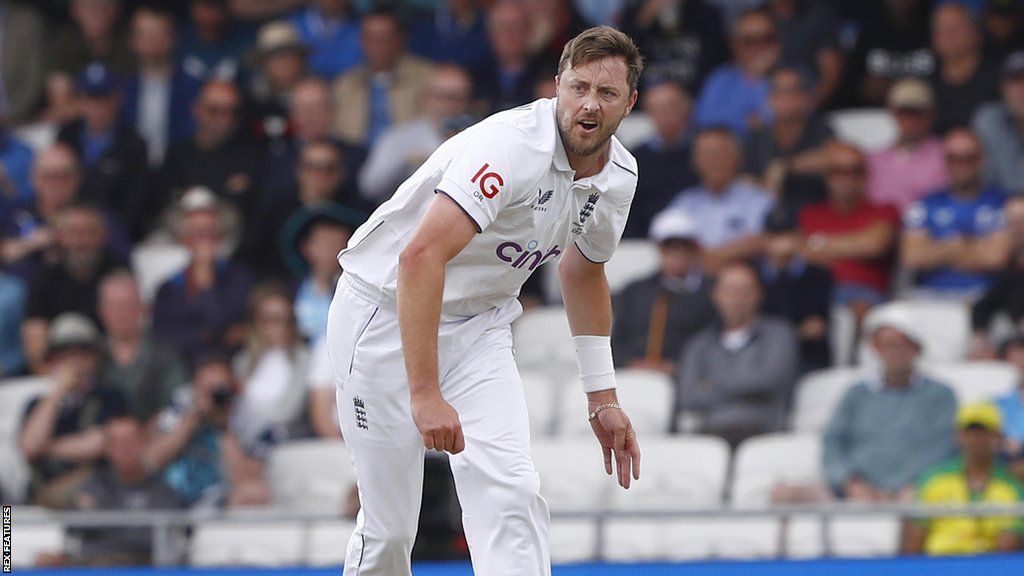 Ollie Robinson bowls for England during the Ashes this summer