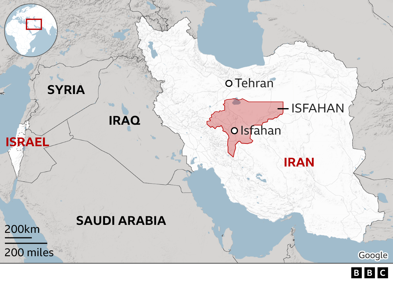 イスラエルとイランを示す地図