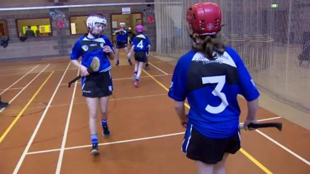 St Patrick's College pupils playing hurling