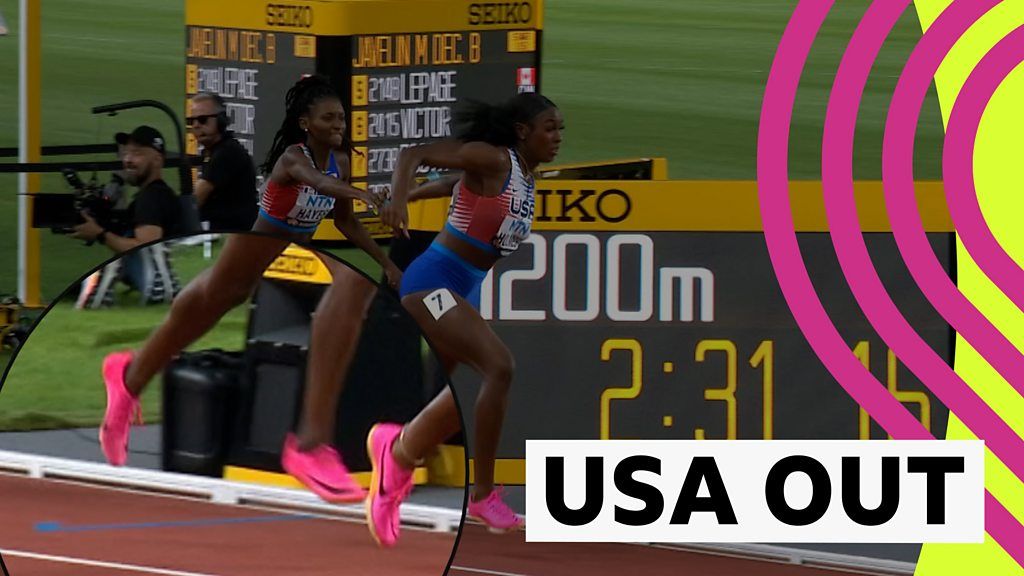 USA disqualified as GB reach women's 4x400m final