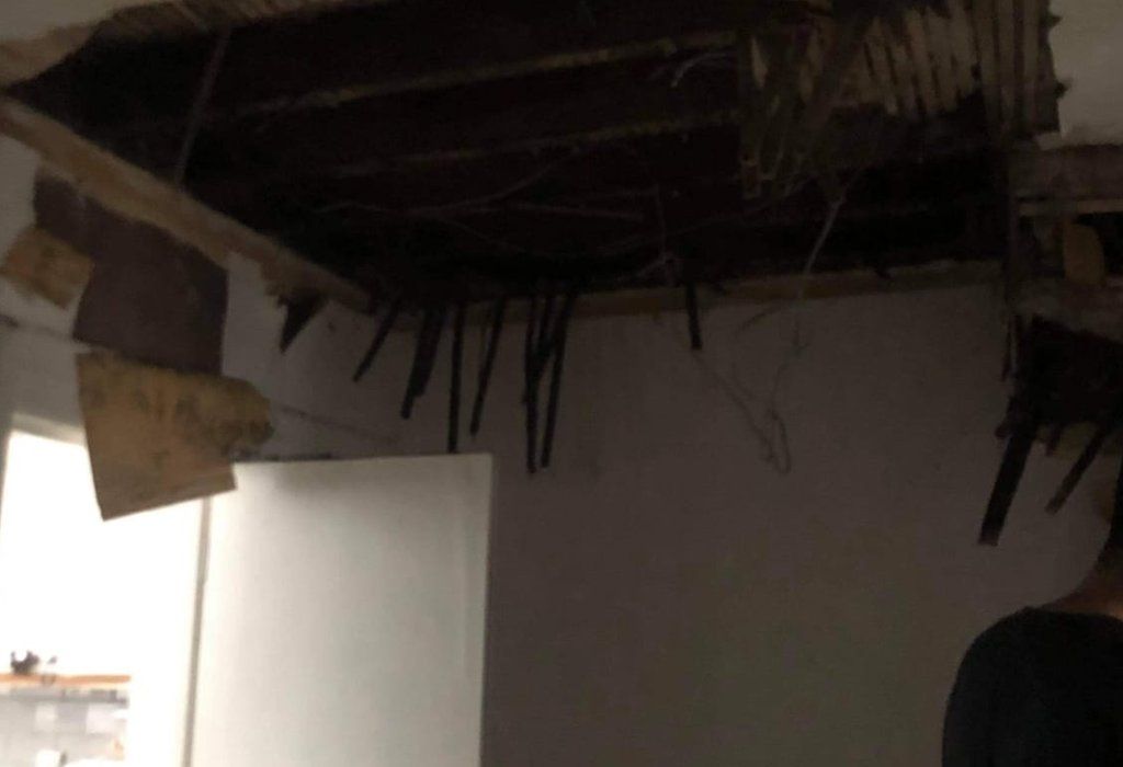 A ceiling collapse after a leak in London