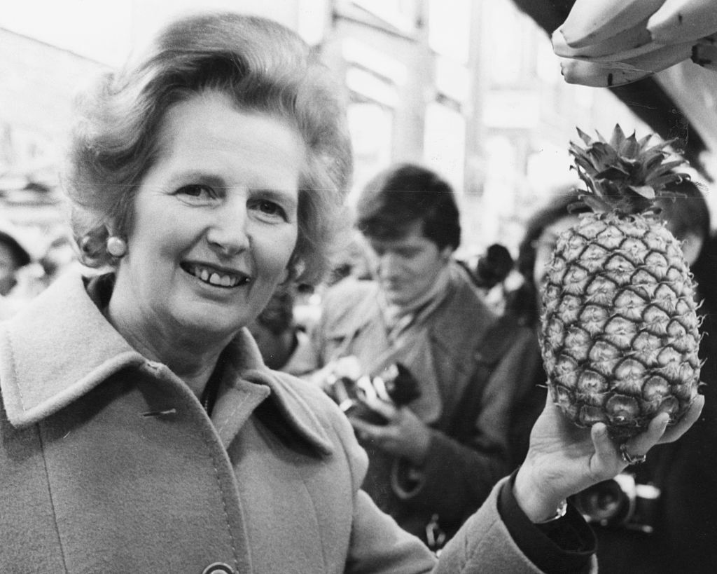 Margaret Thatcher (left) and a pineapple