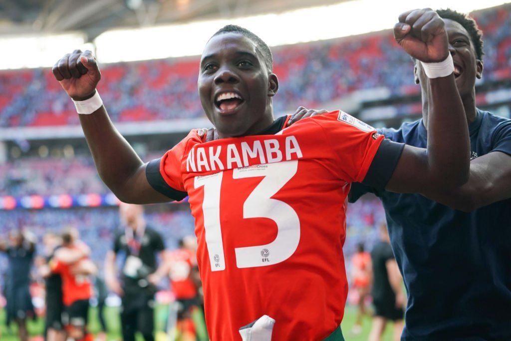 Marvelous Nakamba celebrates after Luton's win the Championship play-off final
