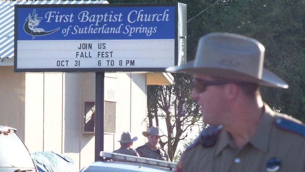 Police outside the church.