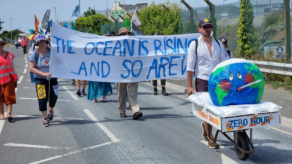 The Extinction Rebellion protest outside Valero fuel depot in Plymouth