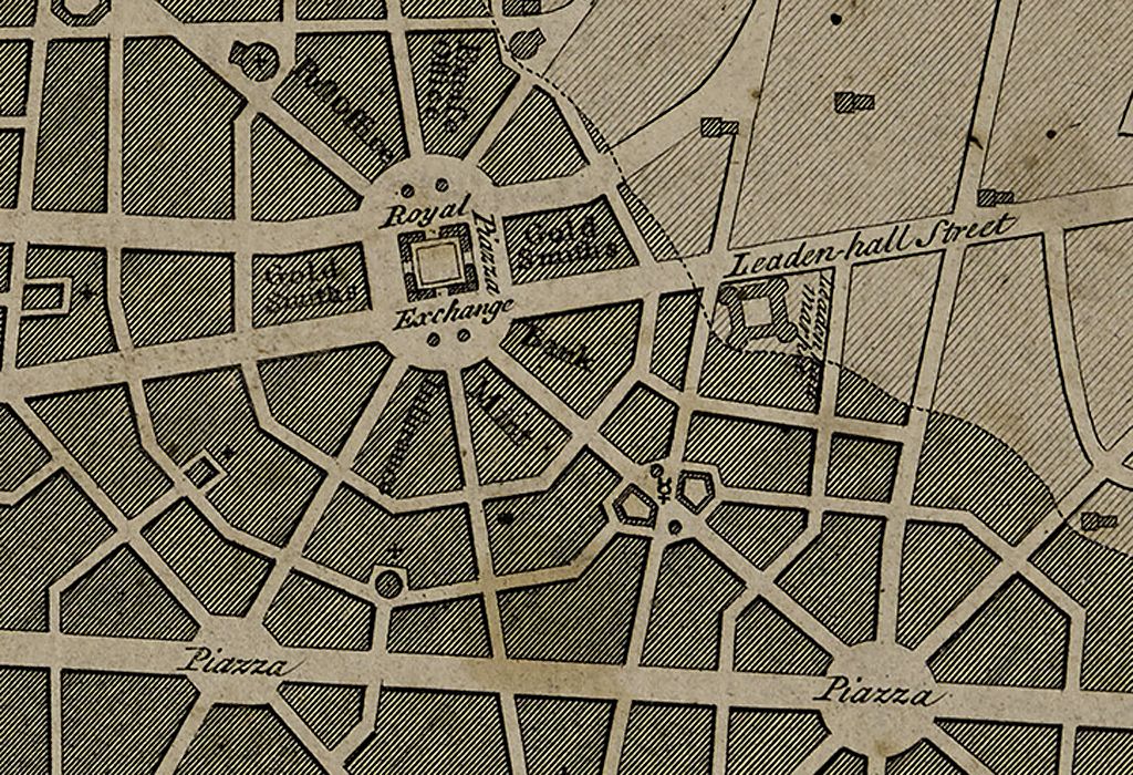 План Рена на Лондон после Великого пожара 1666 года (фрагмент)