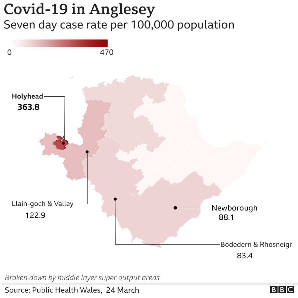 Anglesey case rates map