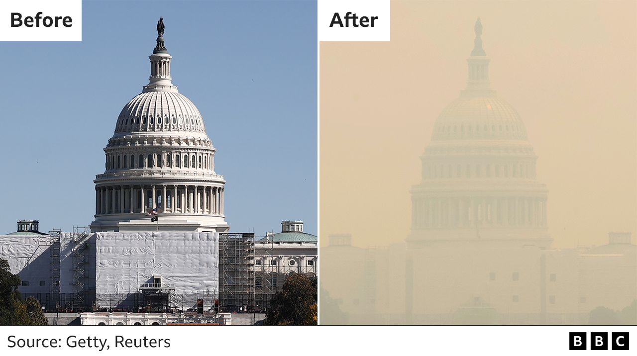 Imágenes antes y después del edificio del Capitolio de EEUU