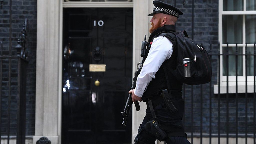 Armed security in front of 10 Downing Street
