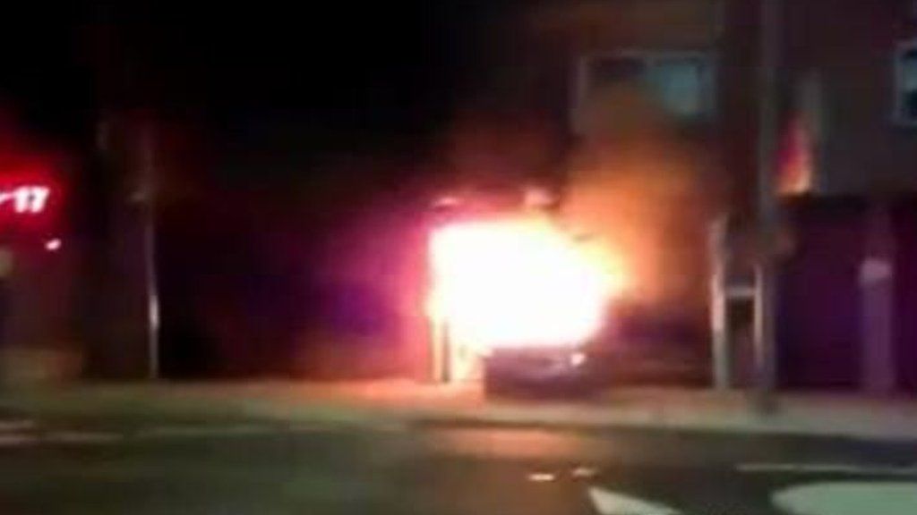 Footage of the fire at Larne's Main Street