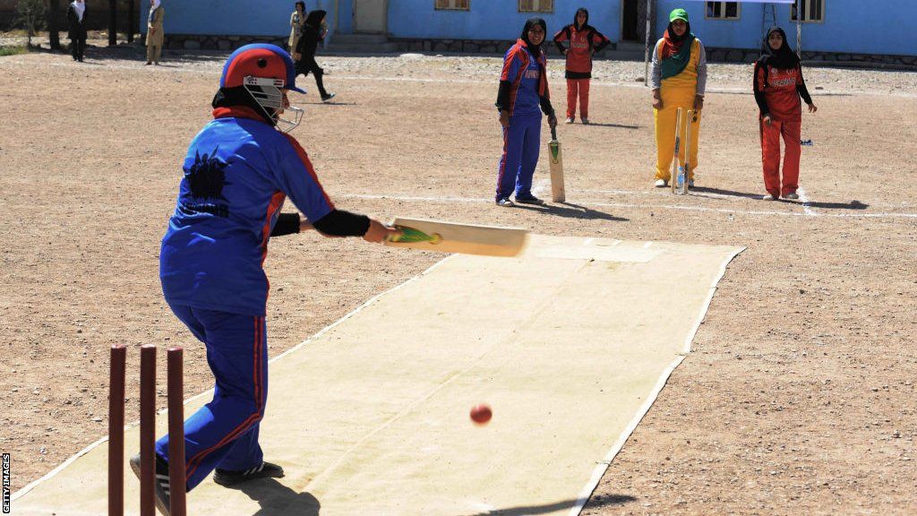 Girls playing cricket in Afghanistan