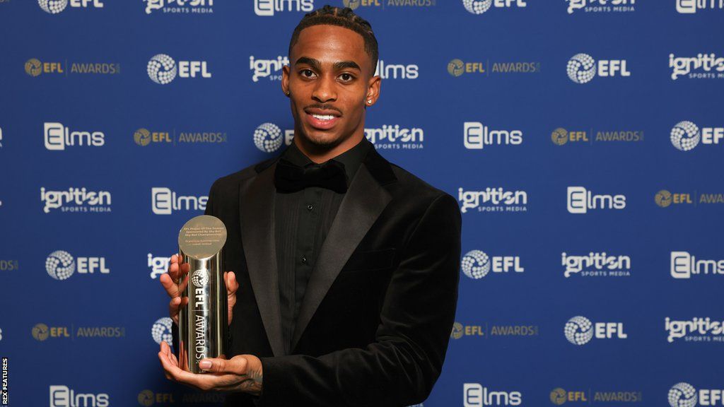 Crysencio Summerville with his Championship player of the season trophy