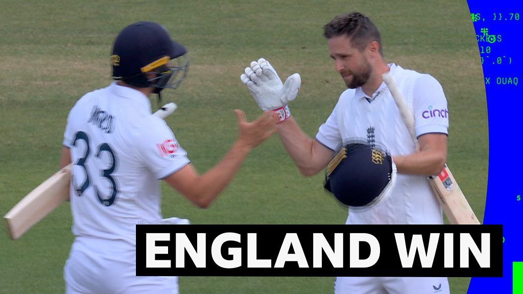 Woakes hits Cummins for four to seal victory