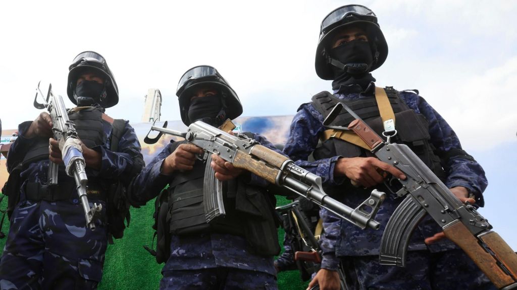 File photo showing Houthi security forces during a rally in Sanaa, Yemen (17 July 2026