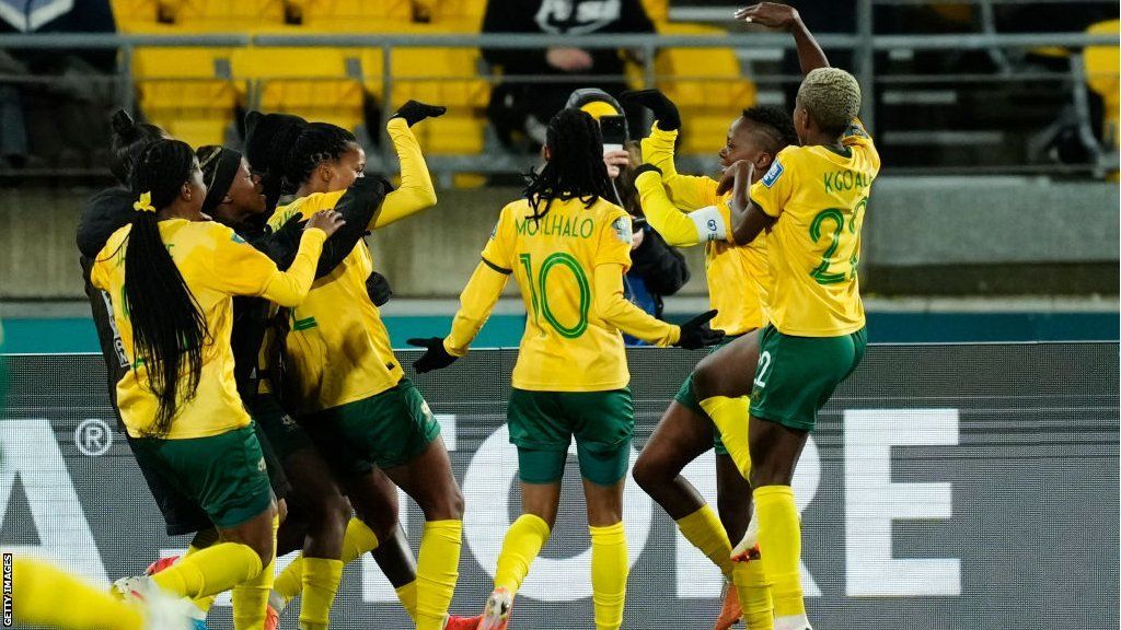 Thembi Kgatlana scores for South Africa at the Women's World Cup