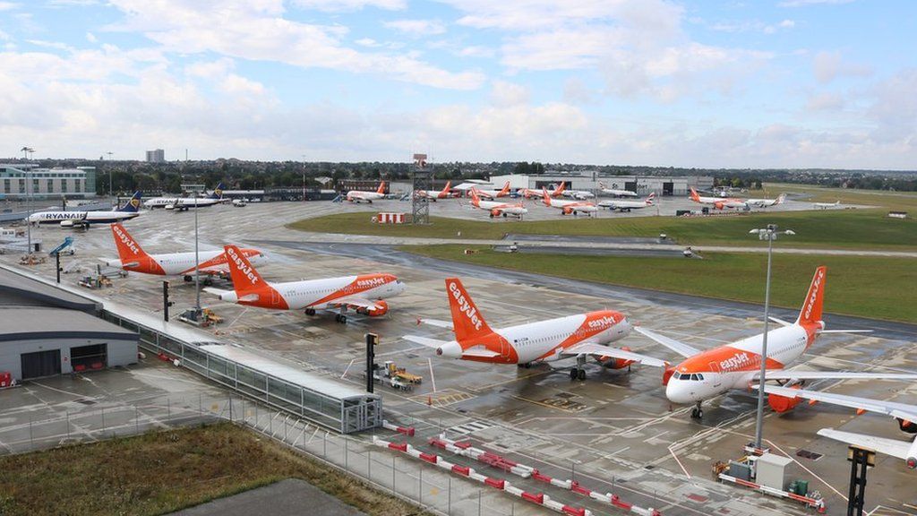 easyJet planes at London Southend Airport