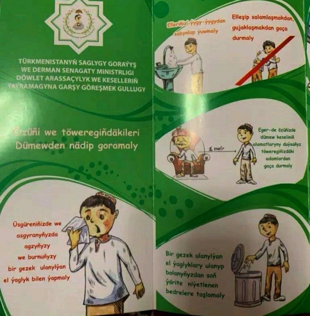 Turkmen healthcare brochure with hygiene advice