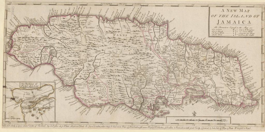 Map of Jamaica in 1740