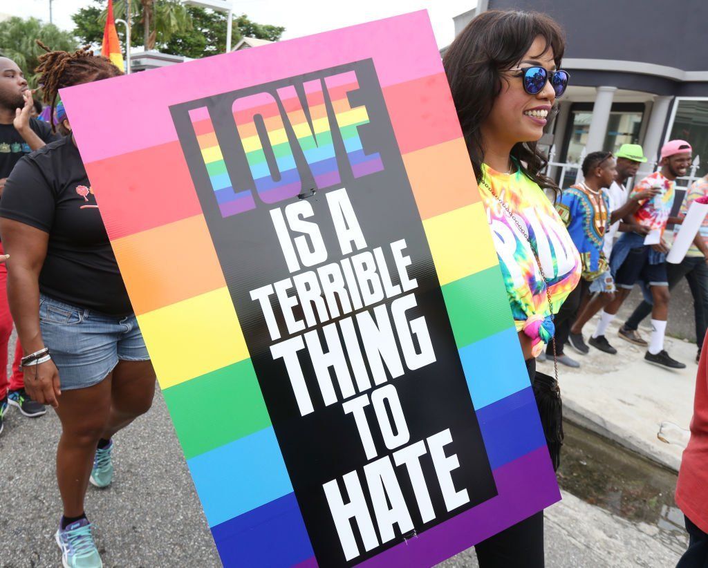 Supporters of LGBT rights and equality conclude three weeks of solidarity-building events with a festive parade during the first annual Pride Arts Festival on July 28 in Port of Spain, Trinidad