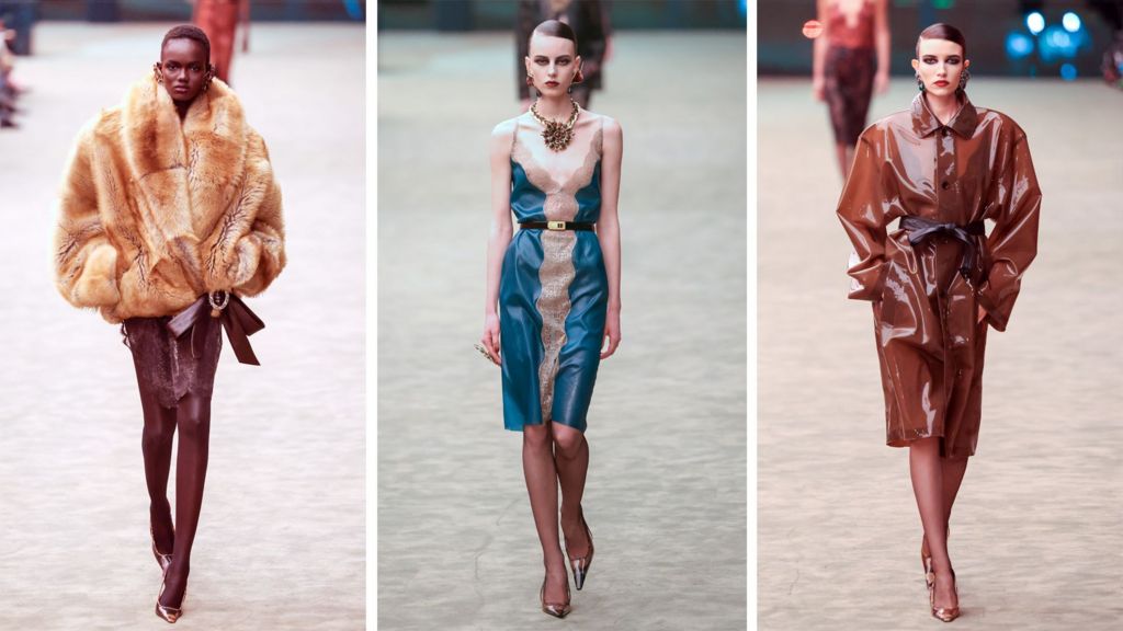 Models walk the runway during the Saint Laurent Womenswear Fall/Winter 2026-2027 show as part of Paris Fashion Week on March 03, 2026 in Paris, France.