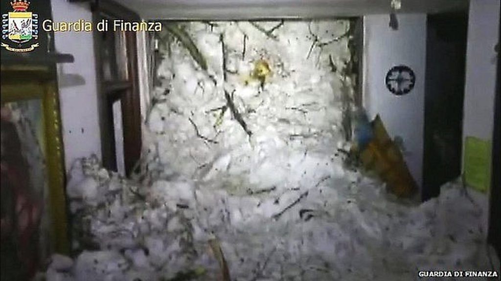 Interior of hotel struck by avalanche