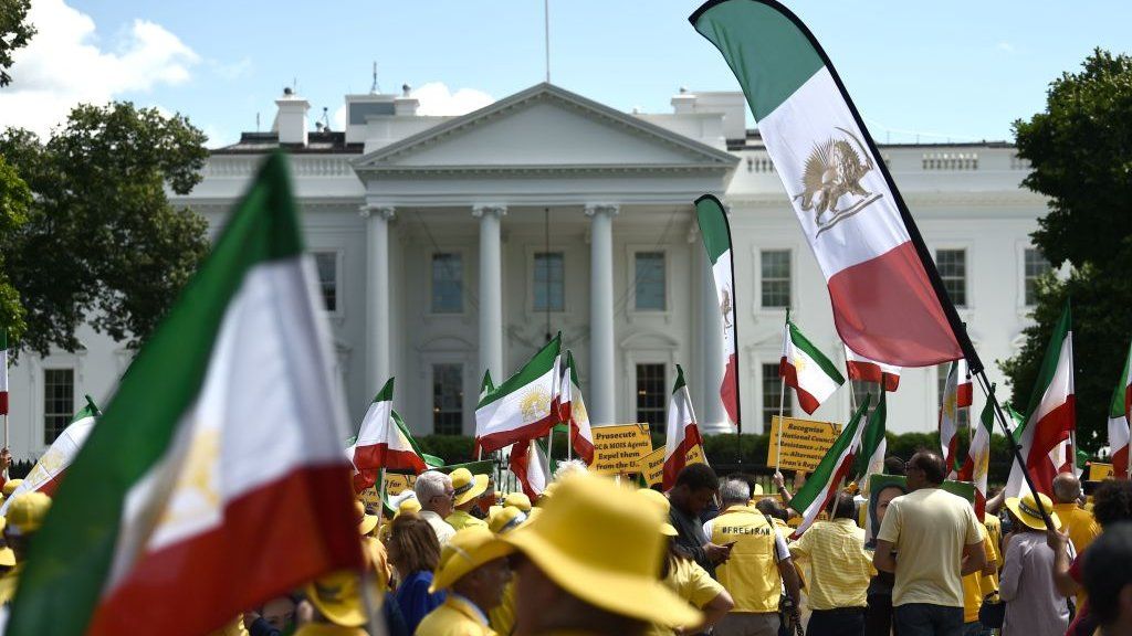 A pro-regime change rally outside the White House in June 2019