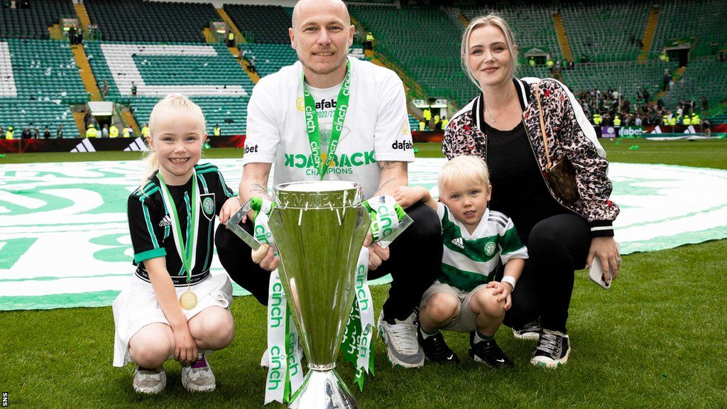 Celtic's Aaron Mooy, his wife Nicola and their children Skylar and Maximillian