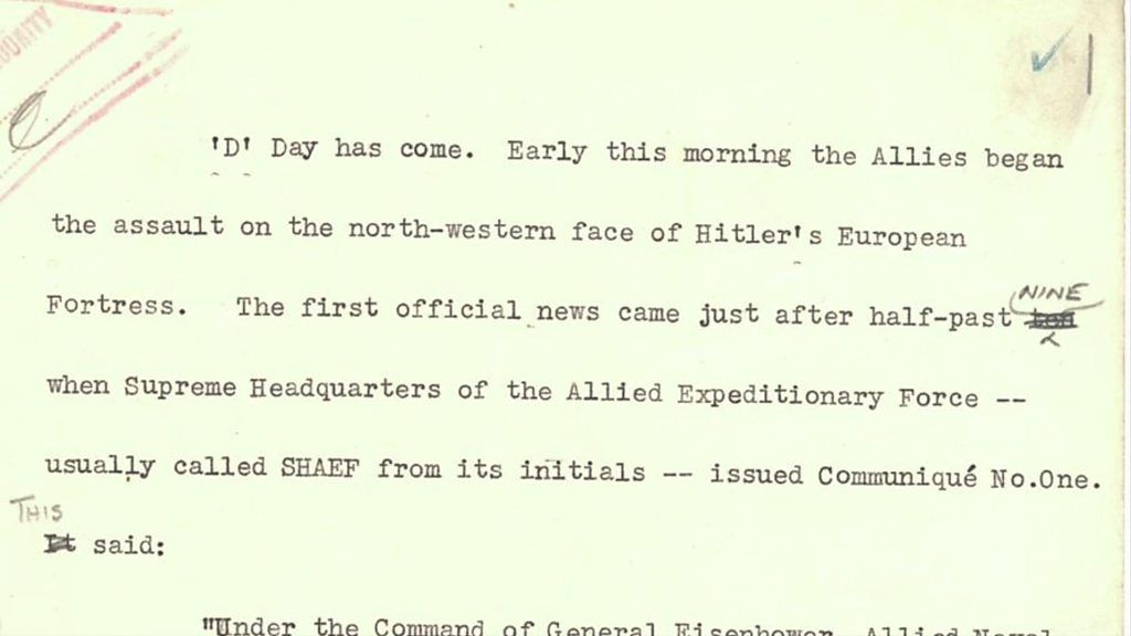 Script from D-Day news bulletin