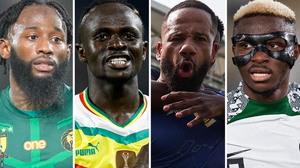 Georges-Kevin N'Koudou, Sadio Mane, Bebe and Victor Osimhen playing Afcon 2023 football