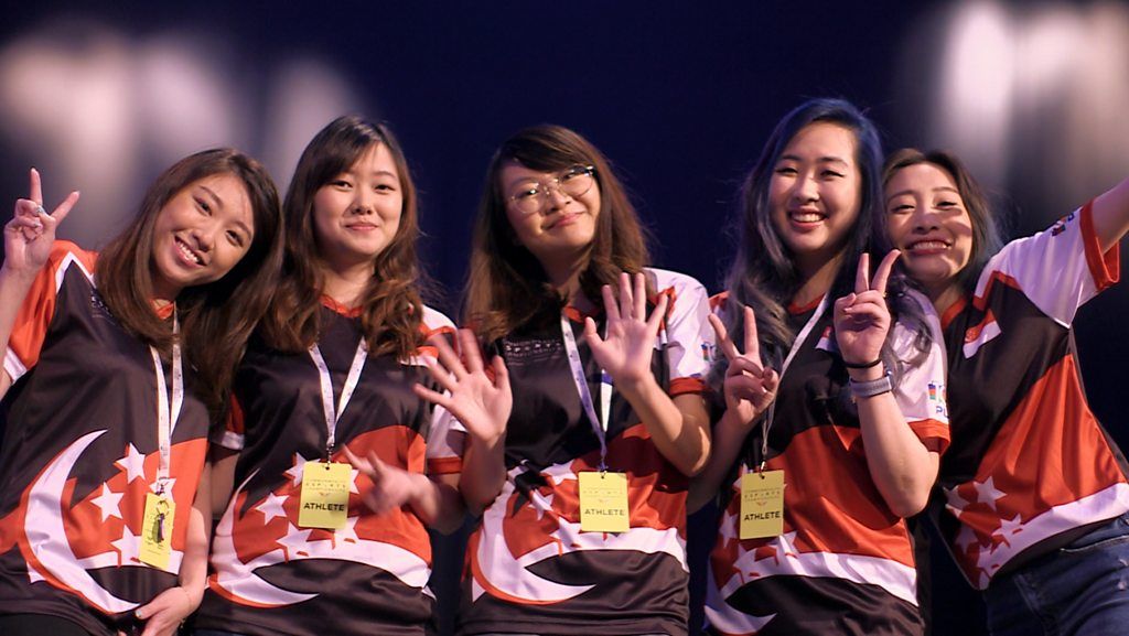 Members of the Singaporean women's Dota2 team