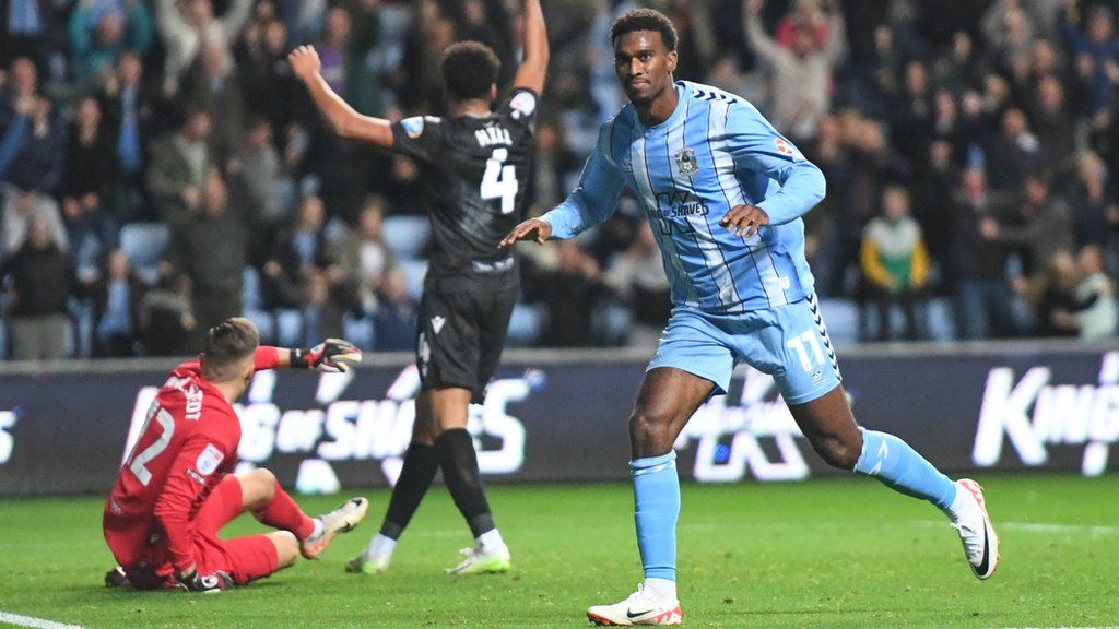 Haji Wright celebrates his goal for Coventry City against Blackburn Rovers